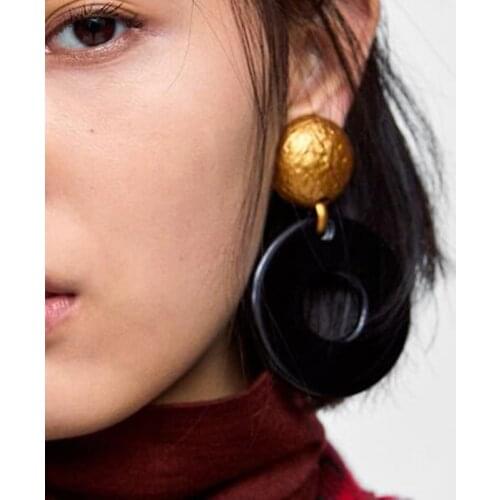 2020 New Resin Acrylic Round Big Drop Earrings For Women Geometric Statement Long Dangle Earrings Femme Big Circle Party Earring