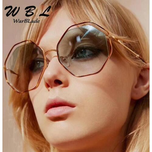 WarBLade 2019 New Double Colors Frame Women Square Sunglasses Fashion Pearl Effect Ladies Gradient Lens Shades UV400
