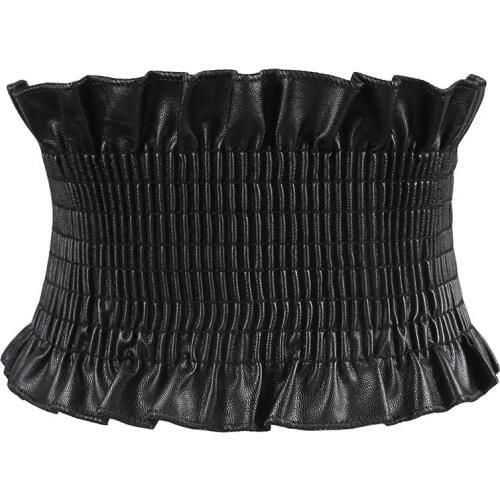 Autumn PU Dress Belt For Women Super Wide Elastic Belt Corset For Women High Waist Belt Corset Girdle Cinto Feminino Black Red