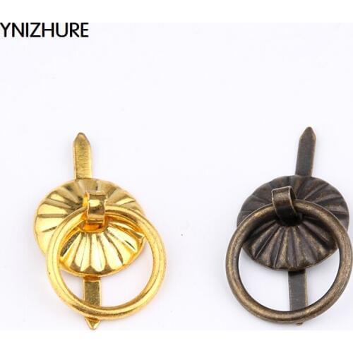 100pcs 18*20mm Gold&Bronze Small sun hand in hand metal handle drawer pull handle small wire small drawer pulls loop handle