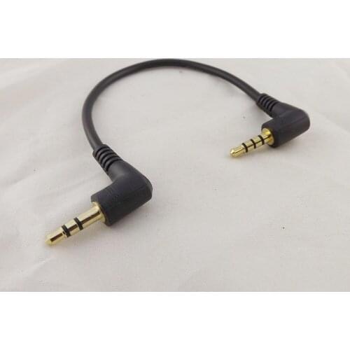 2pcs DC 3.5mm TRRS 4 Pole Male To Angled 3 Pole 2 Ring Male Audio Lead Cable 15cm
