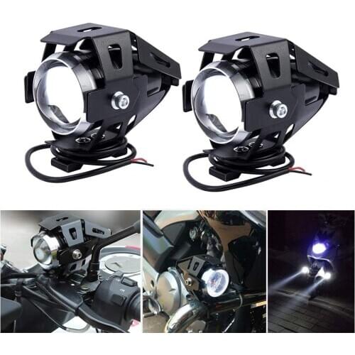 2PCS Motorcycle Headlight Motorbike U5 LED Fog Lamp Front Spot Light DRL Spotlight Driving Daytime Lights with On Off Switch