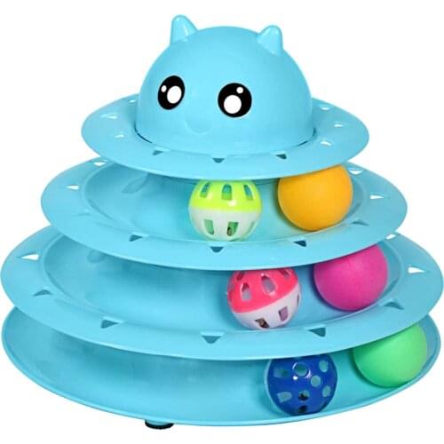 Roller Cat Toy Towers Tracks Roller 3 Bells And 3 Balls Kitten Intelligence Training Amusement Pet Toys Triple Disc Pet Supplies