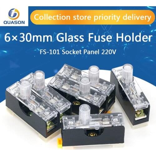 1PCS 6X30mm Glass-Fuse-Holders 1P Socket-Panel 220V Lamp Insurance-Tube 24V Black FS-101 Car-Fuses Truck Amp