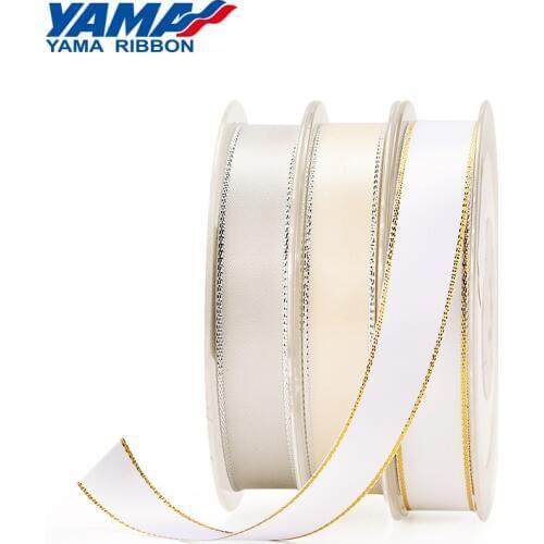 YAMA Silver Edge Satin Ribbon 0.25-1.5 inch 6 9 16 22 25 38 mm 100yards/lot for Diy Dress Accessory Wedding Decoration Gifts