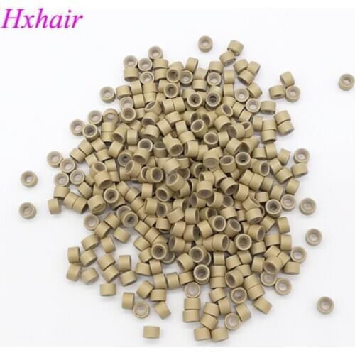 Freeshipping - 50000pcs 4.5mm With Silicone Micro Aluminium Rings / Links Beads / Black D-Brown Brown L-Brown D-Blonde Blonde
