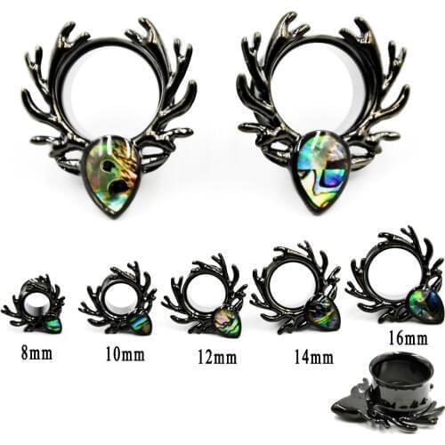 BOG-Pair 8-16mm Pearl Teardrop Elk Double Flared Ear Flesh Tunnel Plug Ear Expander Pearl ear gauge Body Piercing Jewelry
