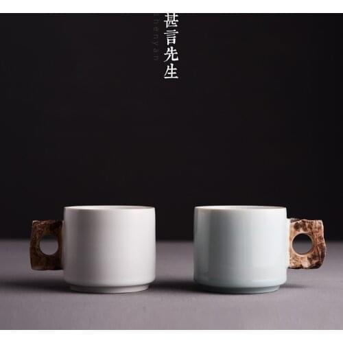 Jingdezhen creative handmade cup shadow green landscape ceramic cup creative Coffee Cup Mug