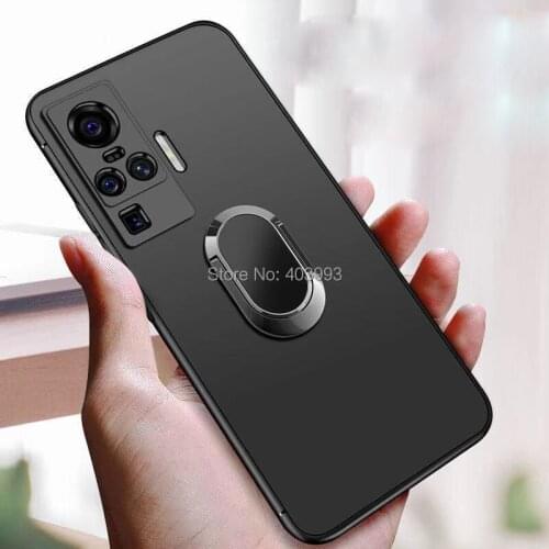 For IQOO 5 5G Matte Soft Silicone Back Cover Phone Finger Ring Shockproof Cases For IQOO 5 IQOO5 Pro Coque