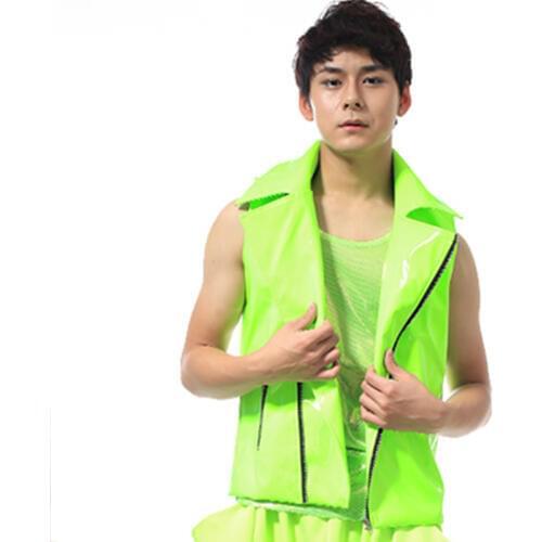 Jazz Dance Costumes Green Cheerleader Dancing Uniforms Jacket Streetdance Clothes Male Dancer Coat Adults Singer Show Wear DT788