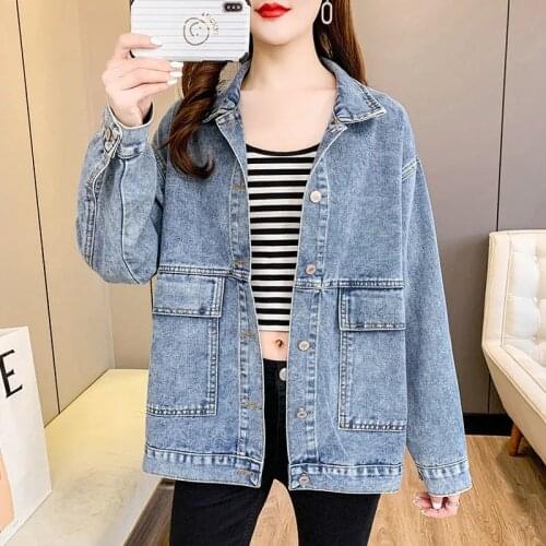 Denim jacket women 2021 spring and autumn new loose student style net celebrity vibrato with the same Outerwear Clothes L110