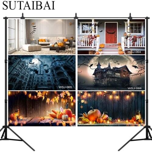 Halloween pumpkin haunted house background photography studio photo background family children party decoration backdrop curtain