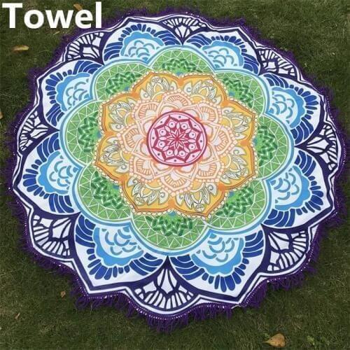 Microfiber Beach Towel Tassel Indian Mandala Tapestry Lotus Printed Bohemian Yoga Mat Bikini Cover-Up Blanket Bath Towel