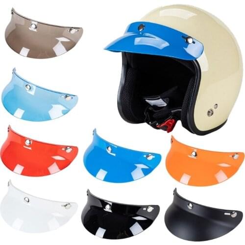 03KB 3-Snap Helmet Peak Lens Sun Shade Shield Wear Resistant for 3/4 Motorcycle Open Face Helmet Visor