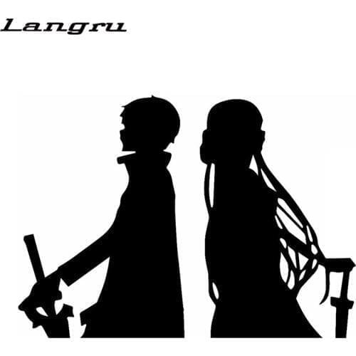 Langru LeLegendary Novel Beautiful Guy Wearing A Sword Kirito Asuna Sao Car Sticker Motorcycle Car Decor Vinyl Decal Jdm