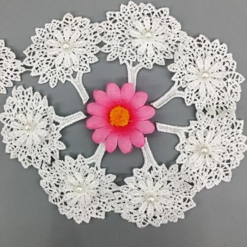 2 Yd Trees Ribbon Flowers Pearl Lace Trimmings Ribbons Beaded Lace Fabric Applique Sewing Craft Crochet Child Dress Clothes