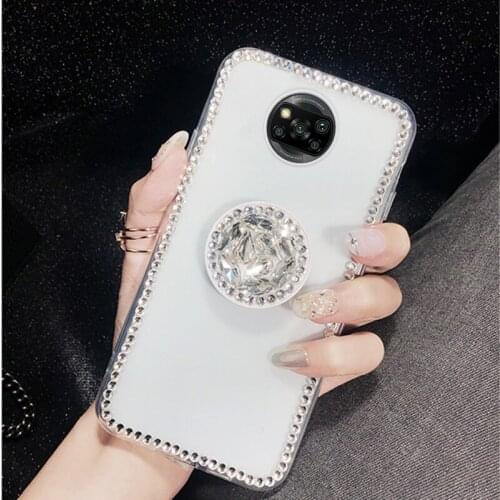 Soft Clear Stand-on Diamond Case For Xiaomi Poco X3 Pro 10 5S Plus 5C 9 SE Pro Redmi Note 4 9S 9T 10S 3S 3X 10X K30 F2 Pro Case