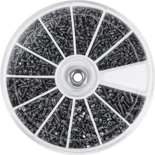 1Box (600pcs) 12 Kinds of Small Screws Nuts Assortment Kit M1 M1.2 M1.4 M1.6 screw for Watches Glassess Repair Tools tornillos