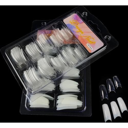100PCs False Nails French Acrylic Half-Paste Full-Paste Manicure False Nails Tips Blister Boxed Natural Transparent Two Colors