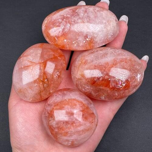 Natural Red Gum Flower Quartz Crystals Polished Massage Gemstones Energy Healing Chakras Home Decor