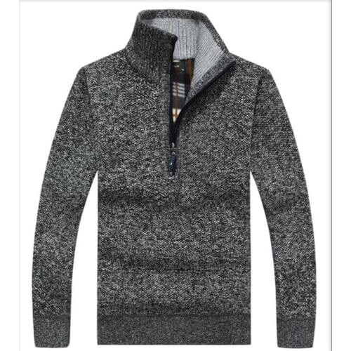 New mens Fleece Sweate Winter Fashion Thicken Stand Collar Knitting sweater Coat For Men Pullovers