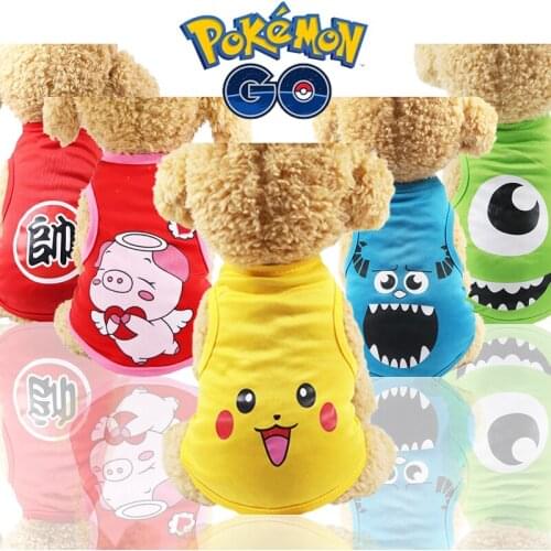 New Pokemon Pikachu Pet Vest Cartoon Dog Clothes Small Dog Teddy Chihuahua Cool Summer Cat Dog Shirt Vest XS-XXL Pet Supplies