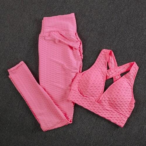 Solid Color Exercise Tracksuit Women Bumps Style High Stretchy Fitness 2 Piece Set Skinny Soft Thin Gym Outfits Sportswear