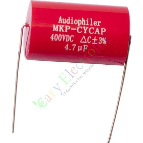 Wholesale and retail 50pc MKP 400V 4.7uf Red long copper leads Axial Electrolytic Capacitor audio amp free shipping