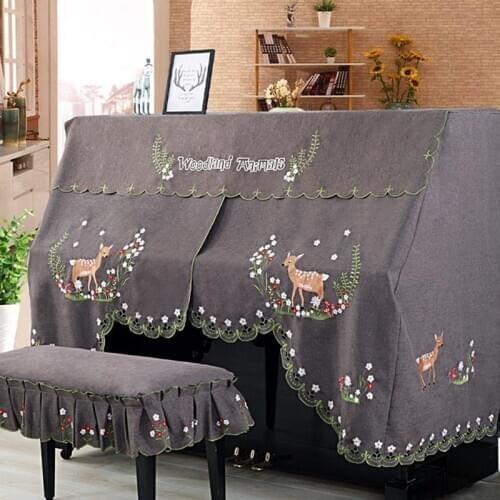 Half and Full Piano Cover with Stool Cover Style Contains Romantic Natural Rural Cartoon European Lace Dust-Proof Piano Covers