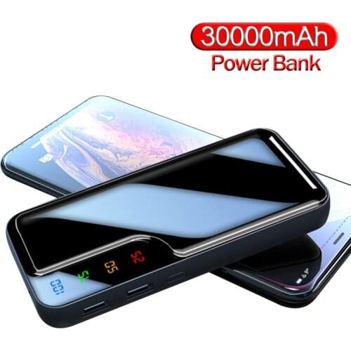 Power Bank 30000mah Portable Faster Charging External Battery Charger 2USB LED Lights Portable Powerbank for Mobile Phone