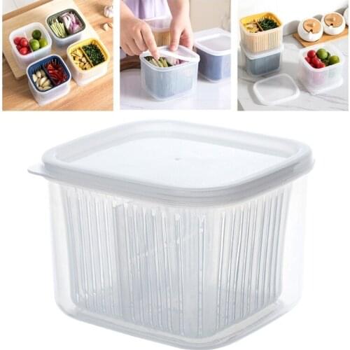 Portable Square Seal Box Green Onion Crisper Kitchen Ginger Garlic Storage Box Refrigerator Fruit Square Freshness Fresh