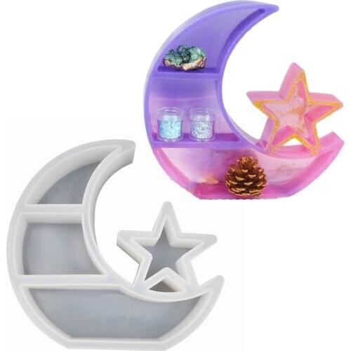 DIY Crystal Silicone Storage Mold Moon Star Large Tray Table Epoxy Resin Mold Eclipse Pendant Mold Jewelry Crafts Making