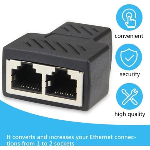 Connector Female Socket Network Plug RJ45 Ethernet LAN Network Y Splitter 3 Ports Coupler Connector 1 To 2 Socket Splitter
