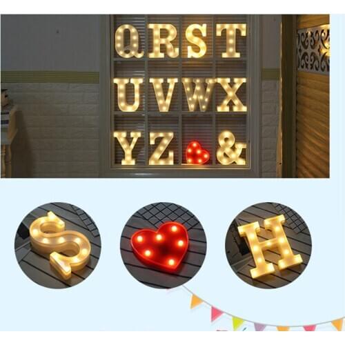 DIY Party Wedding Valentines Day Heart Lighting Plastic LED Lights DIY Letter Confession propose marriage Party Decorations