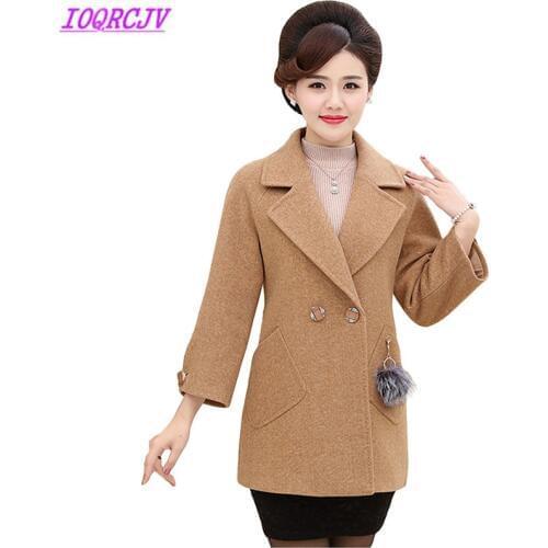 Woolen coat women 2018 Autumn Winter Plus size Wool jackets high quality middle aged female winter short Wool coats IOQRCJV H534
