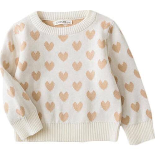 Baby Girls Sweaters Kids Clothes Cotton Children Knitted Sweater Cute Love Heart Girls Pullover Sweater GW127