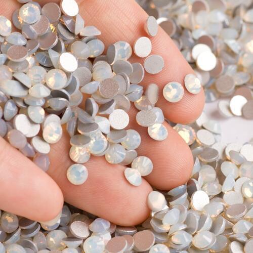 YANRUO 2058NoHF SS30 White Opal 288Pcs Flat Back Nail Gems Non Hotfix Strass Nails Rhinestones Crystal Glass Stones