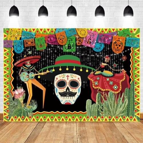 Yeele Day of the Dead Background Hat Mask Skull Cactus Black Backdrop Baby Photographic Photography Photo Studio Photophone