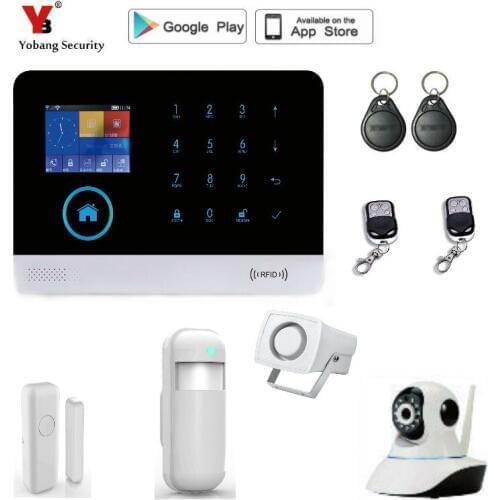 Yobang Security WiFi 2G GSM Home Security Alarm Home Protection GPRS Alarm System APP Control with indoor IP Camera