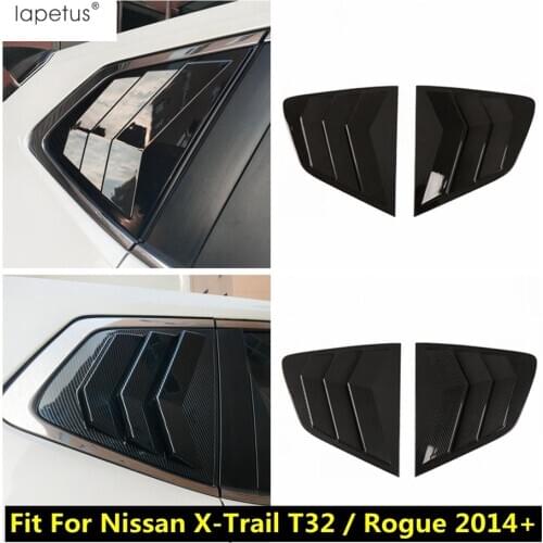 Lapetus Car Rear Window Louver Shutter Side Vent Black / Carbon Fiber Look Cover Trim For Nissan X-Trail T32 / Rogue 2014 - 2020