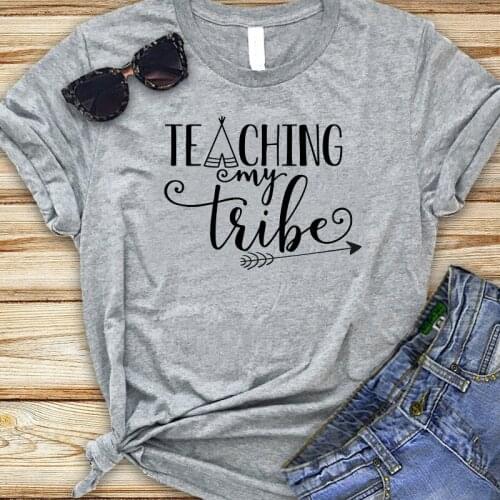 Harajuku Kawaii Tshirts Graphic Tee Women Teaching My Tribe Summer Woman T-shirts Letter Print Dropship T-shirts Casual Tees