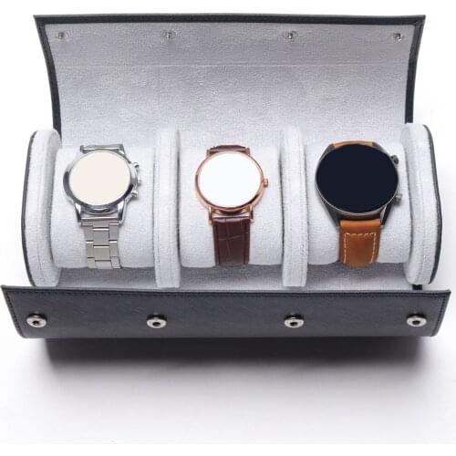 Leather Watch Roll Travel Case Cylinder Watch Storage Case Accessories Gifts for Business Journey Presents Fathers Day 1PC