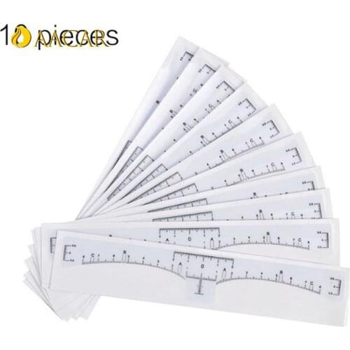 10Pcs Measure Tool Eye Brow Template DIY Make up Eyebrow Ruler Sticker Grooming Stencil Shaper Ruler Drawing Guide Card Brow