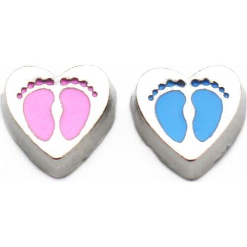 Newest 10pcs/lot Heart Silver footprint floating charms living glass memory floating lockets diy jewelry pendant