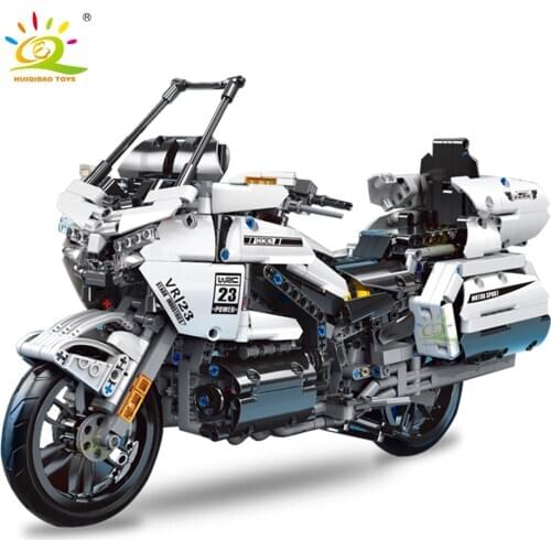 HUIQIBAO 1328Pcs Technical Sport Touring Motorcycle Model Building Blocks Speed Champions Car Brick Educational Toy for Children