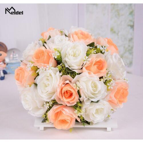 18 Heads Wedding Bouquet Flowers Marriage Accessories Small Bridal Bouquet Silk Roses Wedding Bouquet for Bridesmaids Decoration