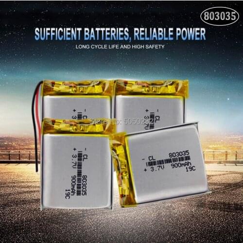 4pc 900mah 3.7V 803035 Polymer Lithium Rechargeable battery for GPS mp3 mp4 mp5 power bank Bluetooth speaker sound