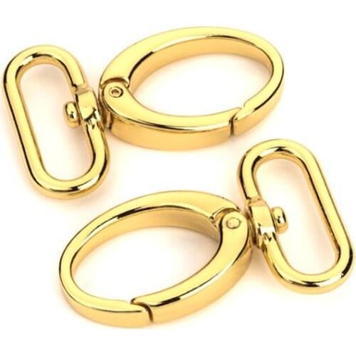 50pcs - 1 1/4" Metal Egg Shaped Push Gate Swivel Snap Hook - Gold