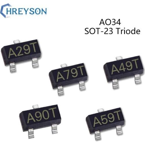 50Pcs SMD P Channel Triode Transistor AO3406 A69T A03407 A79T A03409 A90T A03422 ARKV A03400 A09T A03401 A19T SOT-23 IC A0340