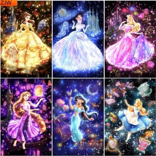 Disney 5D Diy Diamond Painting Cartoon Princess Diamond Embroidered Full Square/Round Diamond Mosaic Home Decoration Gift